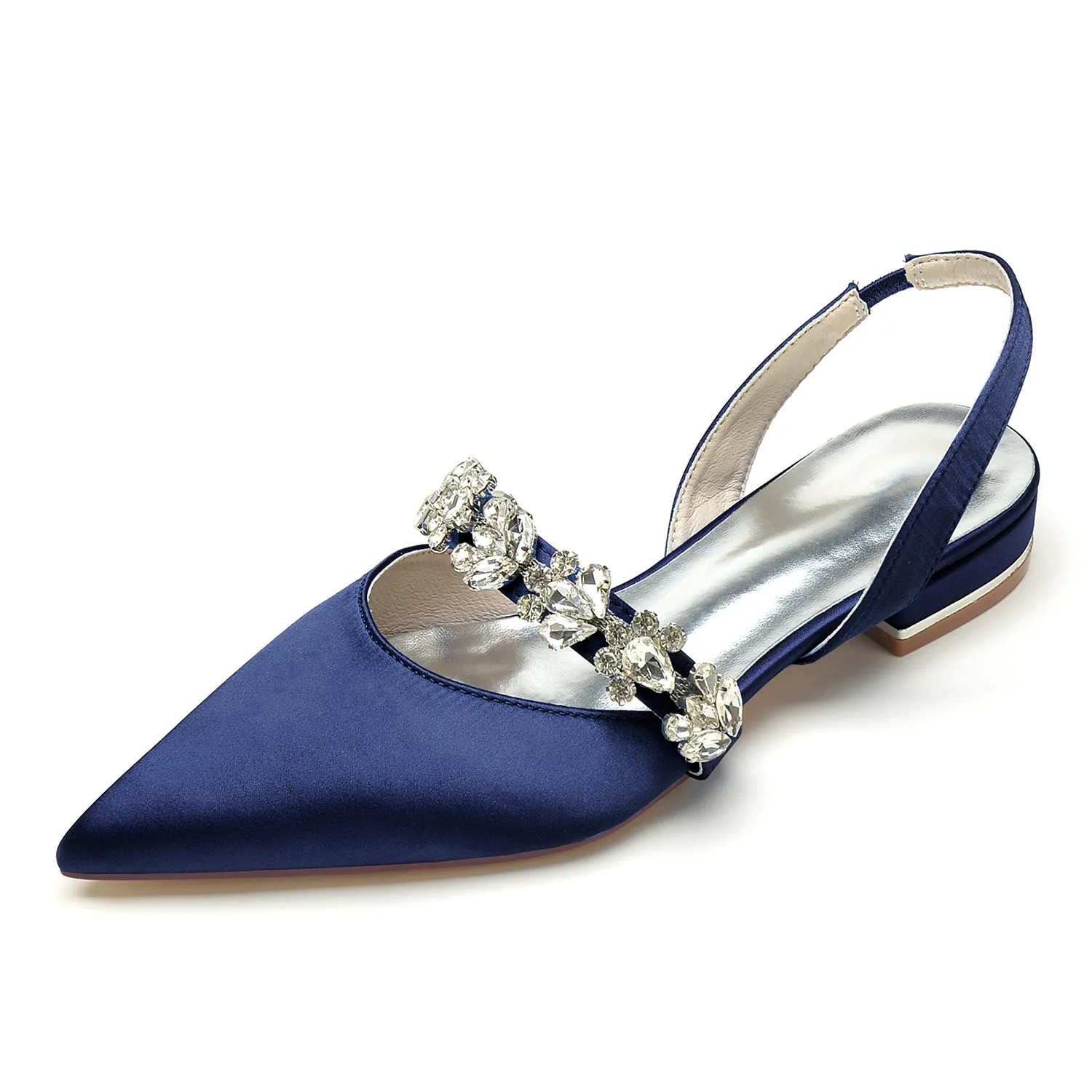 Women's Silk Satin With Rhinestone Closed Toe Flat Heel Evening Shoes sold by Lavetir product image thumbnail 5