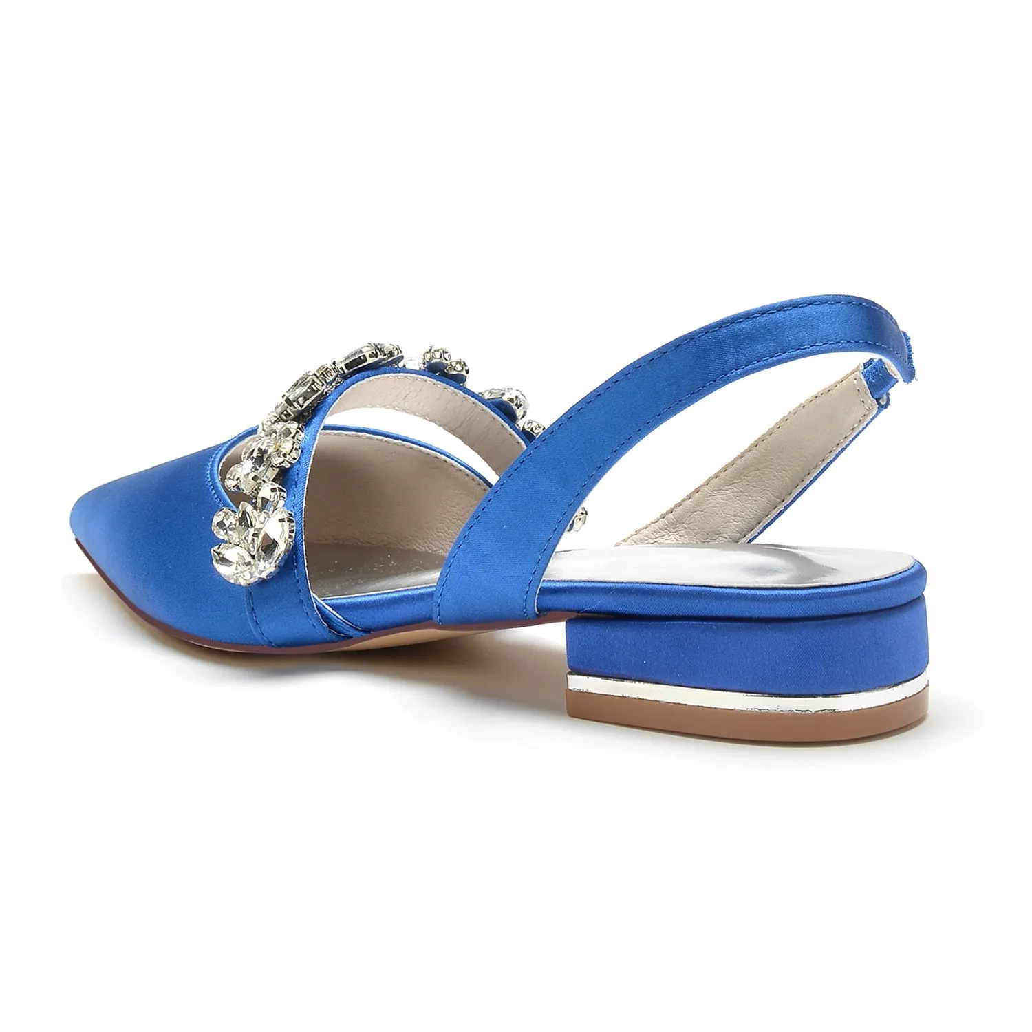 Women's Silk Satin With Rhinestone Closed Toe Flat Heel Evening Shoes sold by Lavetir product image thumbnail 3