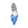 Women's Silk Satin Closed Toe With Flat Heel Rhinestone Wedding Shoes sold by Lavetir