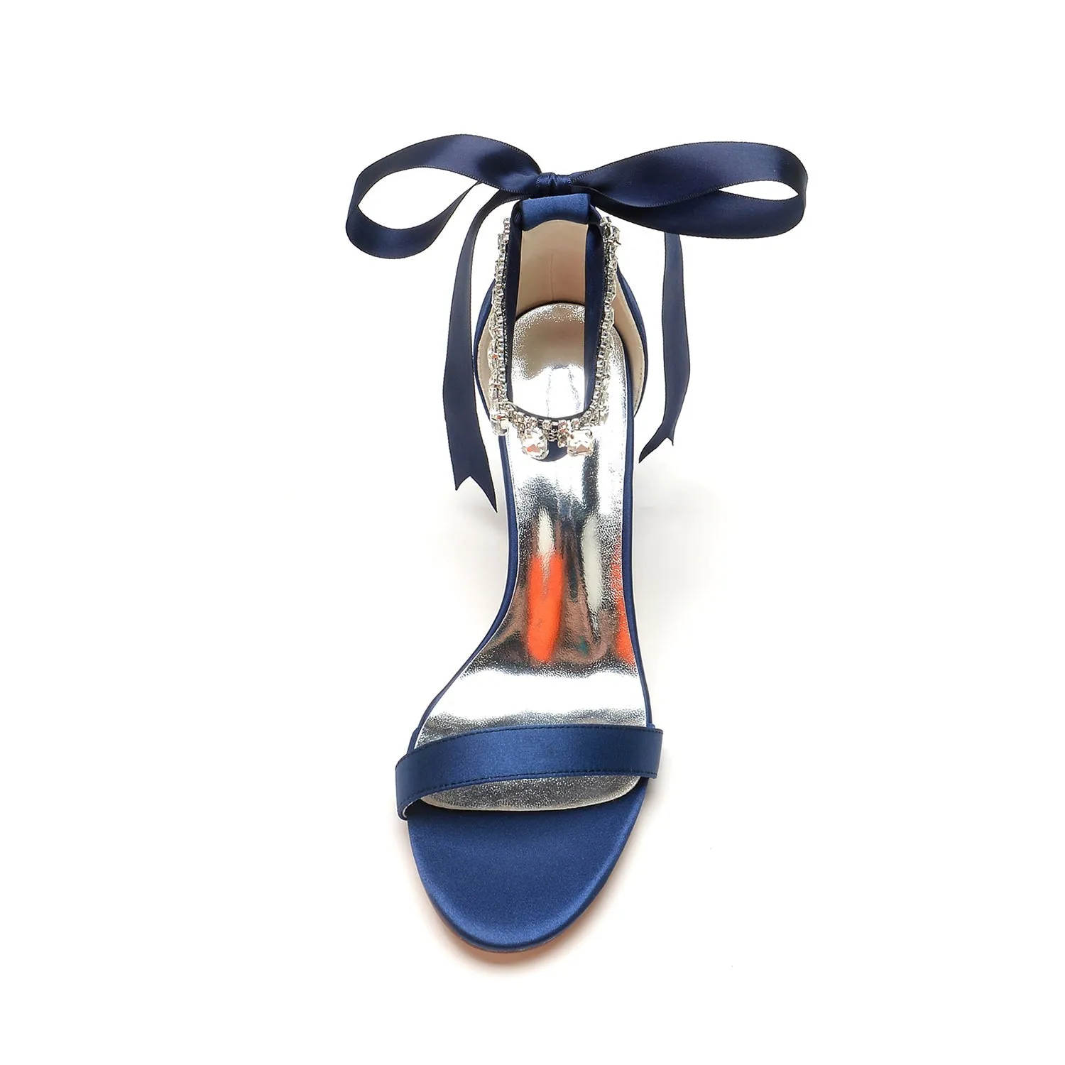 Women's Silk Satin With Ankle Strap Lace-up Rhinestone Peep Toe Chunky Heel Evening Shoes sold by Lavetir product image thumbnail 2