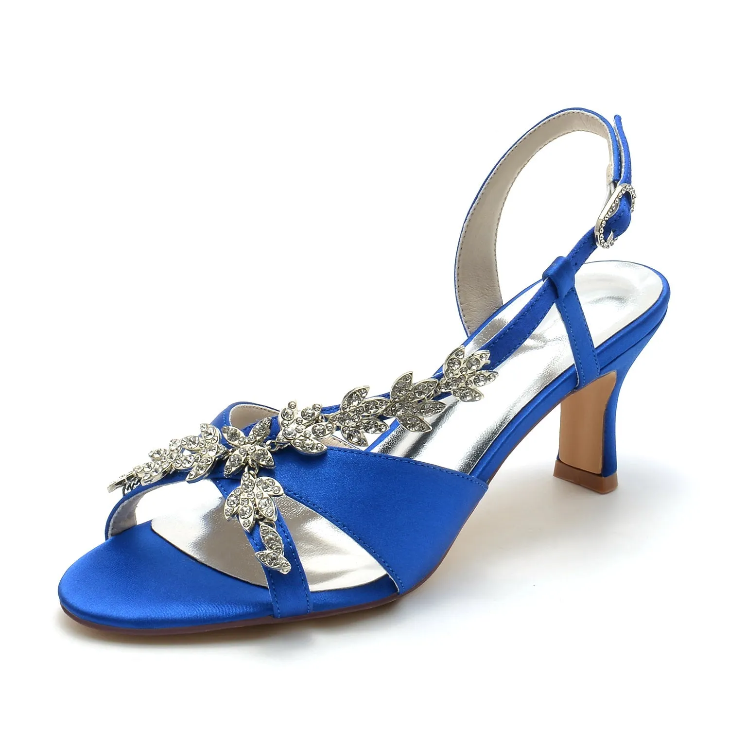 Women's Silk Satin With Ankle Strap Rhinestone Peep Toe Spool Heel Party Shoes sold by Lavetir