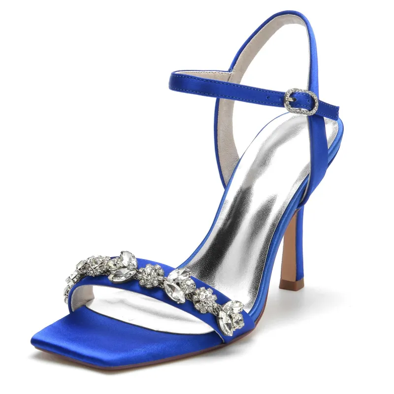 Women's Silk Satin With Rhinestone Peep Toe Ankle Strap Stiletto Heel Evening Shoes sold by Lavetir