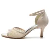 Women's Silk Satin With Ankle Strap Lace Peep Toe Spool Heel Evening Shoes sold by Lavetir