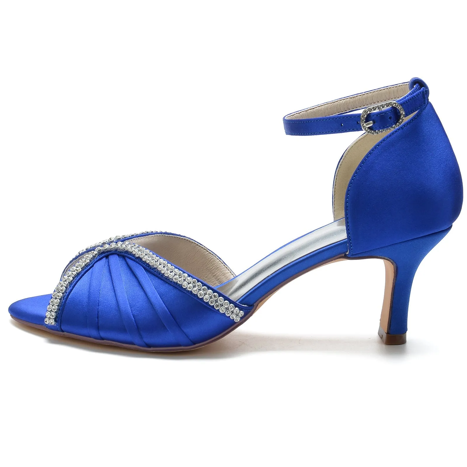 Women's Ankle Strap Silk Satin With Rhinestone Peep Toe Spool Heel Wedding Shoes sold by Lavetir product image thumbnail 2