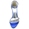 Women's Silk Satin With Ankle Strap Peep Toe Spool Heel Rhinestone Party Shoes sold by Lavetir