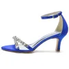 Women's Silk Satin With Ankle Strap Peep Toe Spool Heel Rhinestone Party Shoes sold by Lavetir