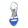Women's Silk Satin With Ankle Strap Peep Toe Rhinestone Chunky Heel Wedding Shoes sold by Lavetir