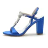 Women's Silk Satin With Ankle Strap Peep Toe Rhinestone Chunky Heel Wedding Shoes sold by Lavetir