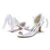 Women's Silk Satin With Lace-up Ankle Strap Pearl Peep Toe Spool Heel Party Shoes sold by Lavetir