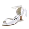 Women's Silk Satin With Lace-up Ankle Strap Pearl Peep Toe Spool Heel Party Shoes sold by Lavetir