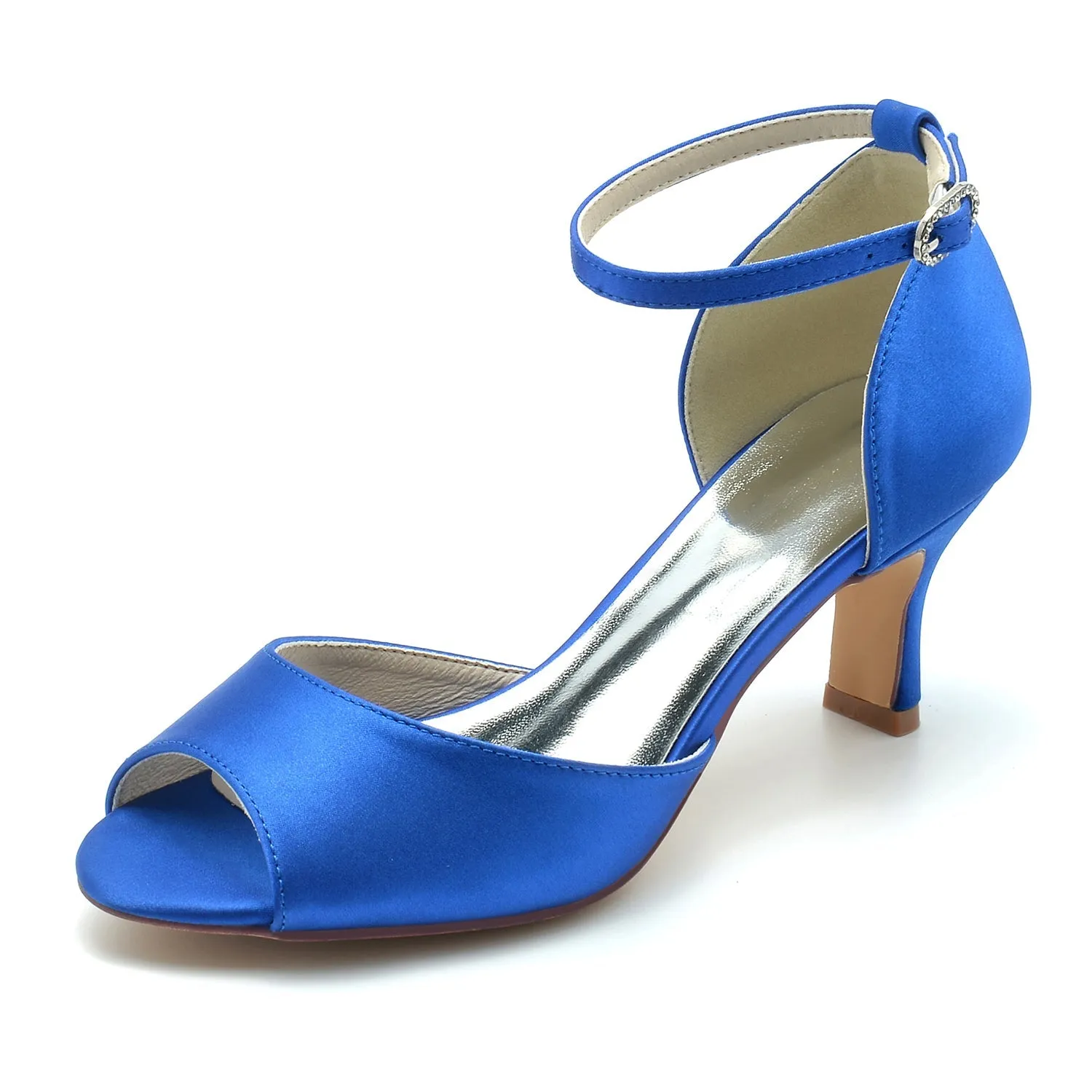 Women's Silk Satin With Ankle Strap Peep Toe Spool Heel Wedding Shoes sold by Lavetir