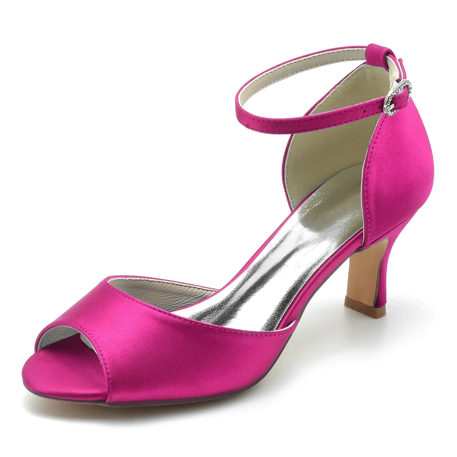 Women's Silk Satin With Ankle Strap Peep Toe Spool Heel Wedding Shoes sold by Lavetir product image thumbnail 5