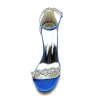 Women's Silk Satin With Ankle Strap Chunky Heel Rhinestone Peep Toe Wedding Shoes sold by Lavetir