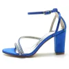 Women's Silk Satin With Peep Toe Ankle Strap Rhinestone Chunky Heel Evening Shoes sold by Lavetir