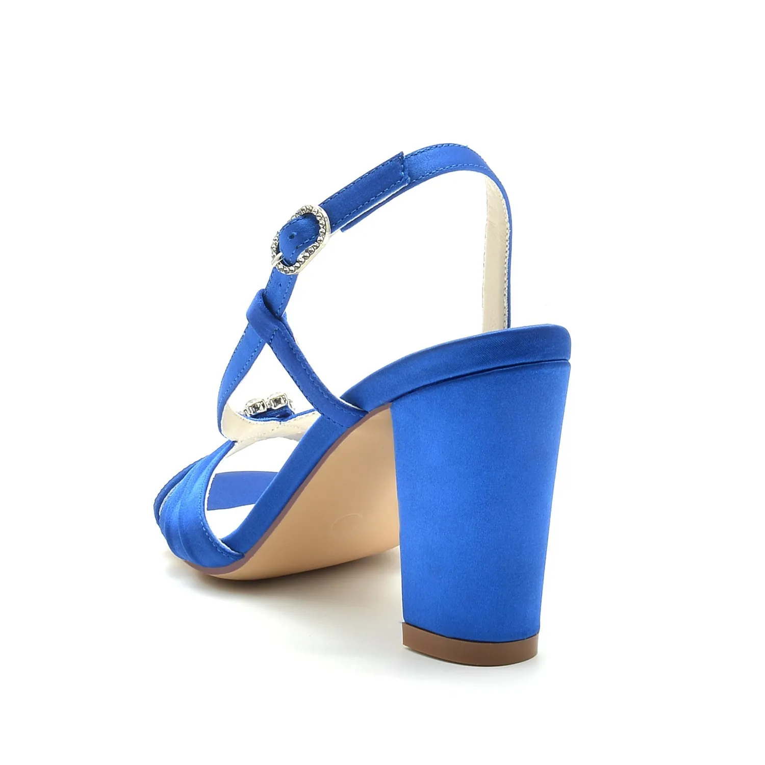 Women's Silk Satin With Flower Rhinestone Peep Toe Chunky Heel Wedding Shoes sold by Lavetir product image thumbnail 4