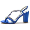 Women's Silk Satin Rhinestone With Ankle Strap Peep Toe Chunky Heel Party Shoes sold by Lavetir