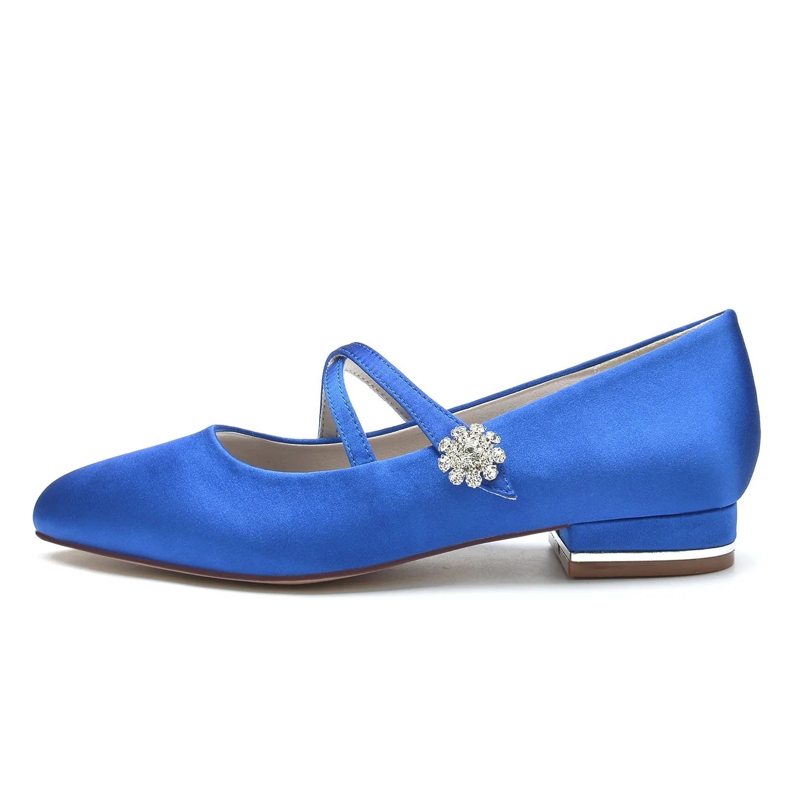 Women's Silk Satin With Flower Rhinestone Closed Toe Flat Heel Wedding Shoes sold by Lavetir product image thumbnail 2