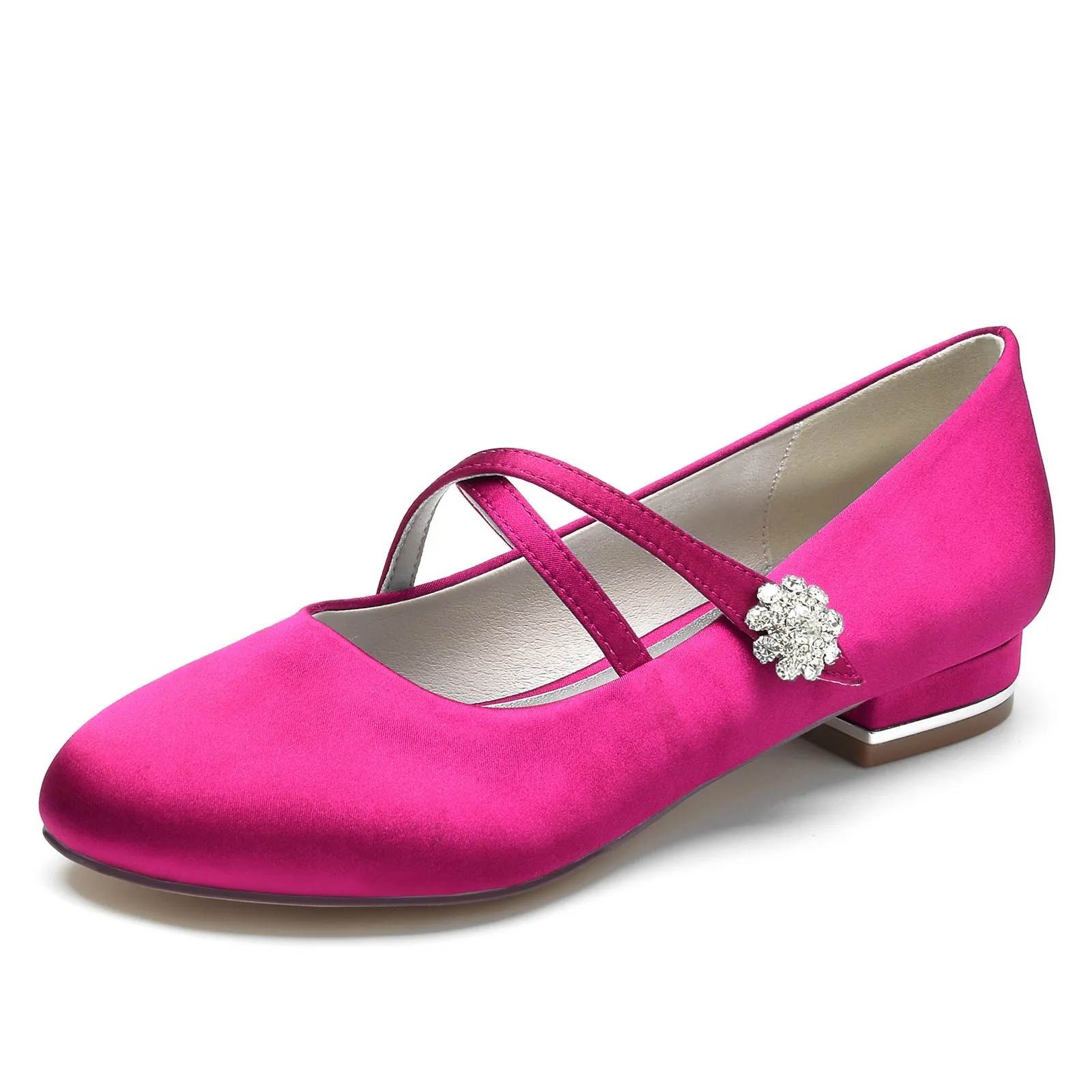 Women's Silk Satin With Flower Rhinestone Closed Toe Flat Heel Wedding Shoes sold by Lavetir product image thumbnail 5