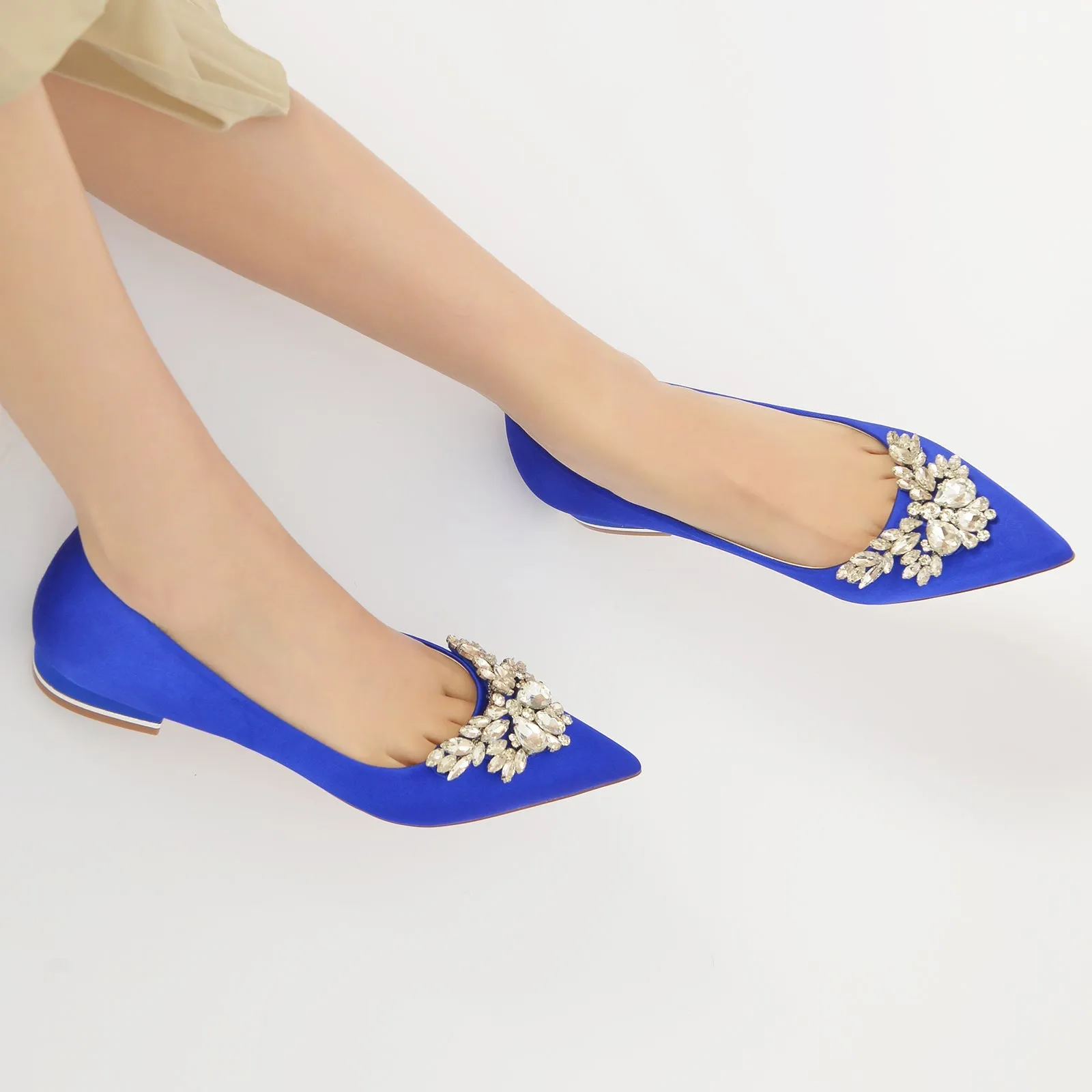 Women's Silk Satin With Rhinestone Closed Toe Flat Heel Party Shoes sold by Lavetir product image thumbnail 5