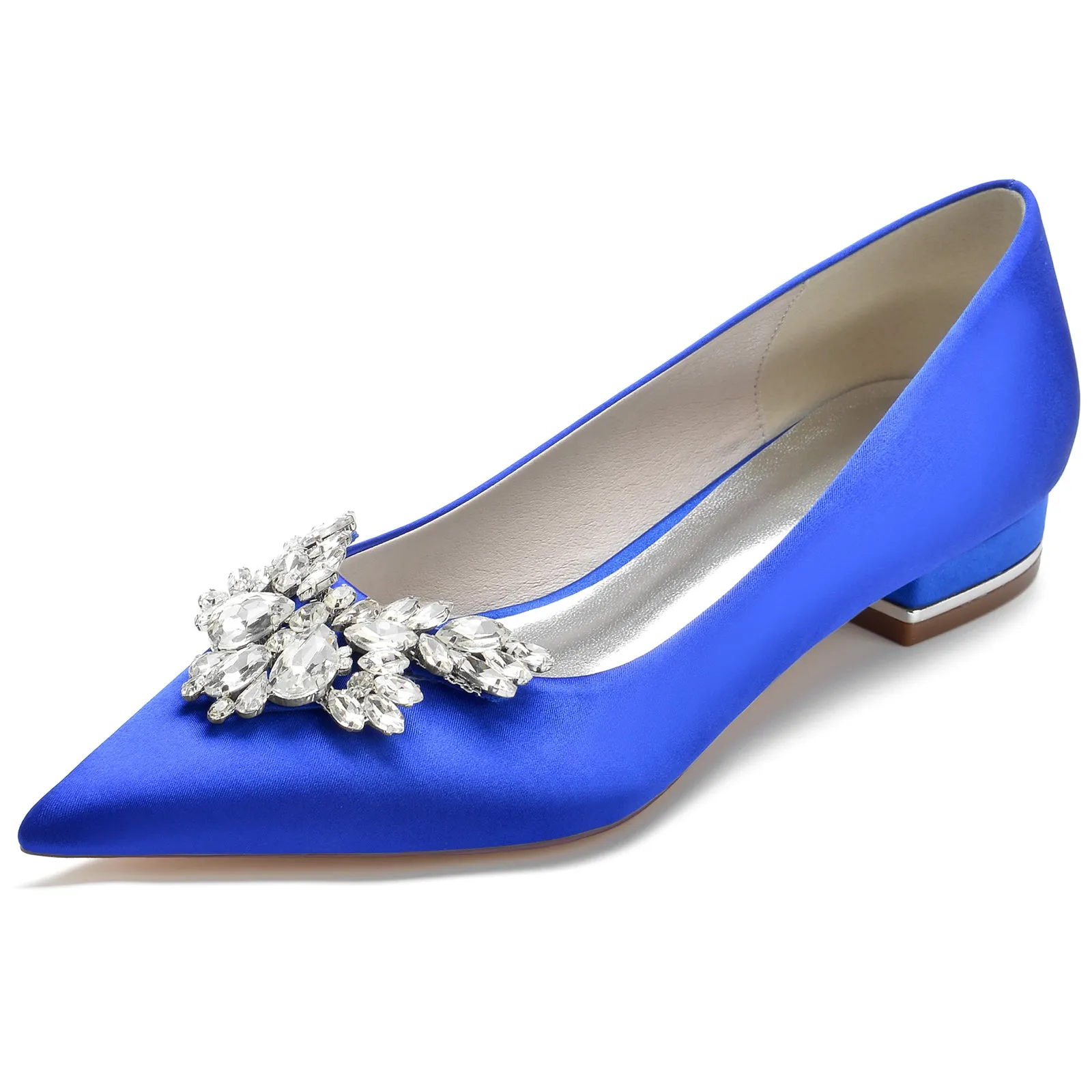 Women's Silk Satin With Rhinestone Closed Toe Flat Heel Party Shoes sold by Lavetir