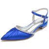 Women's Silk Satin With Closed Toe Ankle Strap Rhinestone Flat Heel Wedding Shoes sold by Lavetir