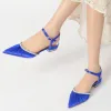 Women's Silk Satin With Closed Toe Ankle Strap Rhinestone Flat Heel Wedding Shoes sold by Lavetir