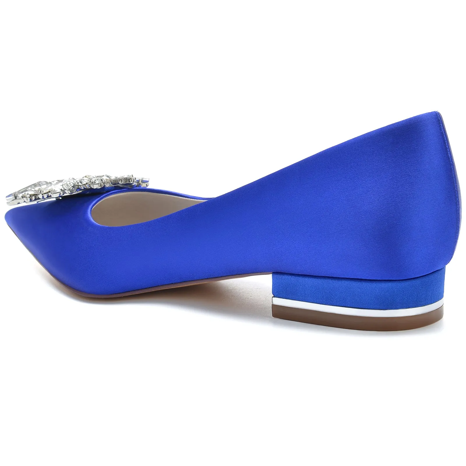 Women's Silk Satin Closed Toe With Rhinestone Flat Heel Wedding Shoes sold by Lavetir product image thumbnail 4