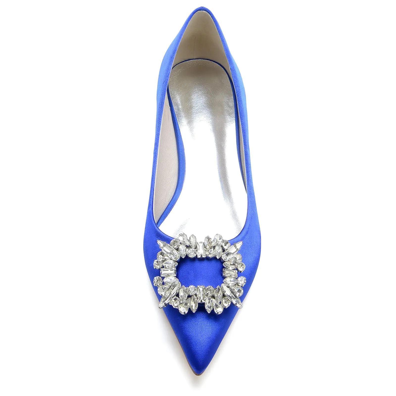 Women's Silk Satin Closed Toe With Rhinestone Flat Heel Wedding Shoes sold by Lavetir product image thumbnail 3