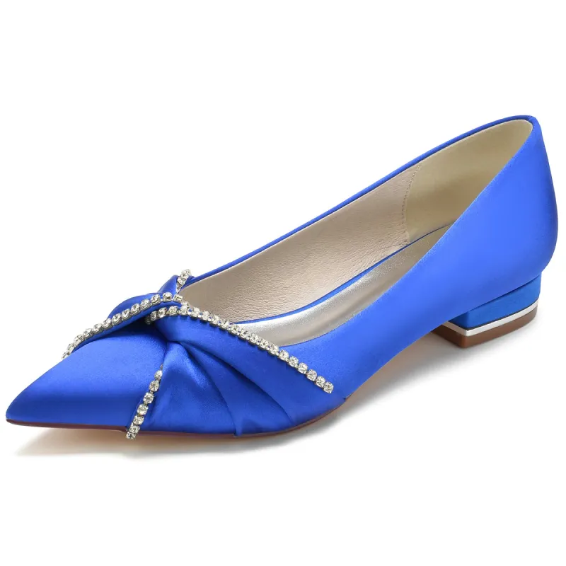 Women's Silk Satin Rhinestone With Closed Toe Flat Heel Evening Shoes sold by Lavetir
