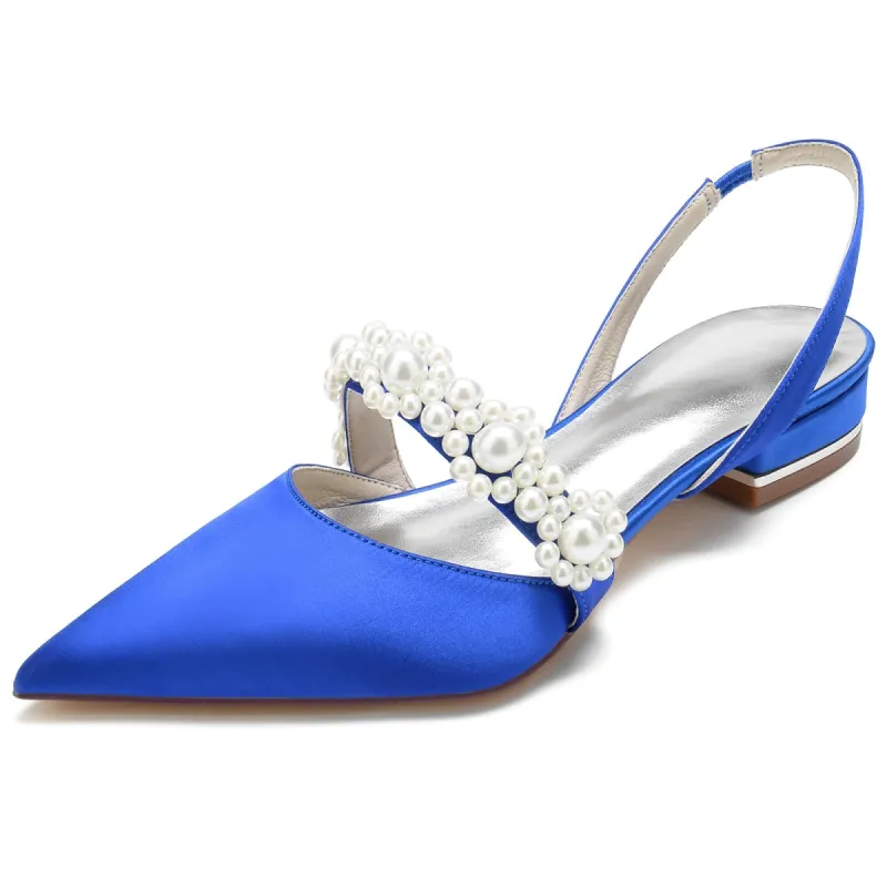 Women's Silk Satin Flower With Closed Toe Flat Heel Evening Shoes sold by Lavetir