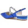 Women's Ankle Strap Rhinestone Closed Toe Silk Satin With Flat Heel Wedding Shoes sold by Lavetir