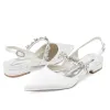 Women's Ankle Strap Rhinestone Closed Toe Silk Satin With Flat Heel Wedding Shoes sold by Lavetir