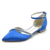 Women's Ankle Strap Silk Satin With Rhinestone Closed Toe Flat Heel Party Shoes sold by Lavetir