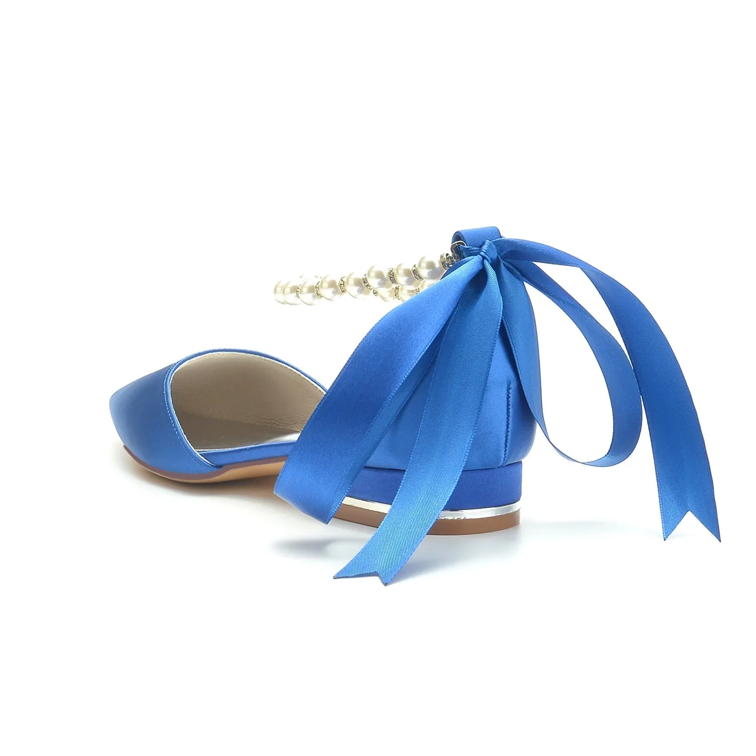 Women's Silk Satin With Ankle Strap Lace-up Closed Toe Flat Heel Evening Shoes sold by Lavetir product image thumbnail 4