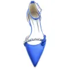 Women's Silk Satin With Flat Heel Ankle Strap Rhinestone Closed Toe Party Shoes sold by Lavetir
