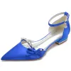 Women's Silk Satin With Flat Heel Ankle Strap Rhinestone Closed Toe Party Shoes sold by Lavetir