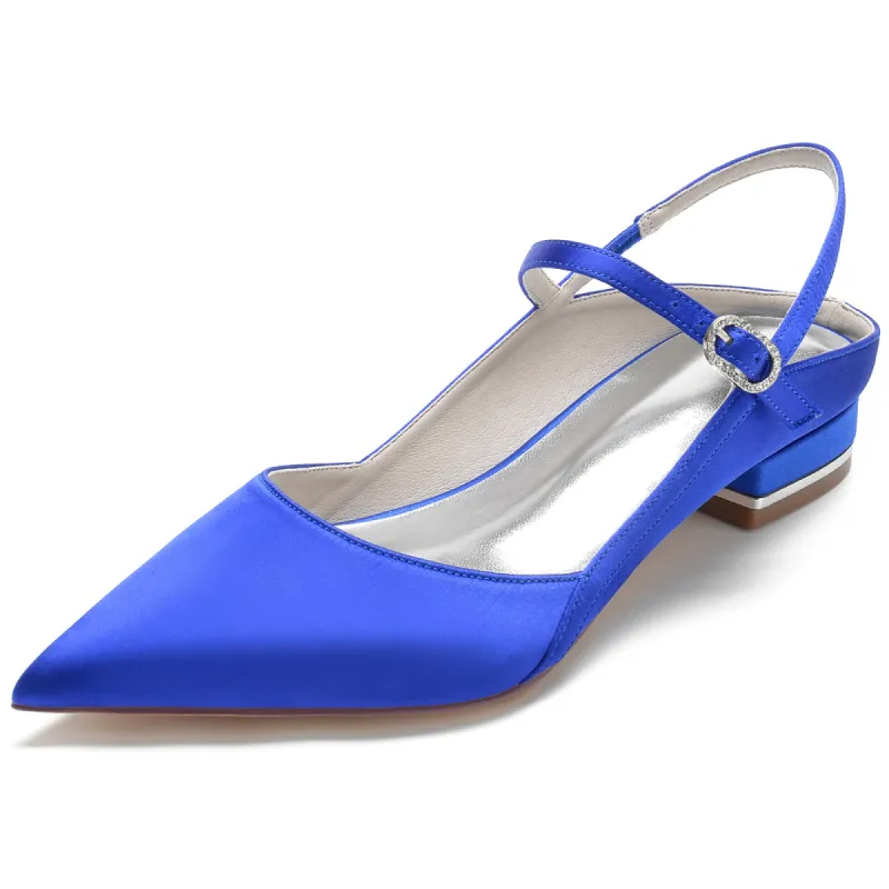 Women's Silk Satin With Closed Toe Ankle Strap Flat Heel Party Shoes sold by Lavetir