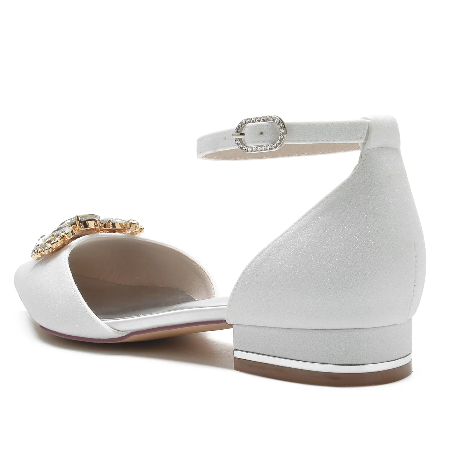 Women's Stretch Glitter With Ankle Strap Rhinestone Closed Toe Flat Heel Party Shoes sold by Lavetir product image thumbnail 3