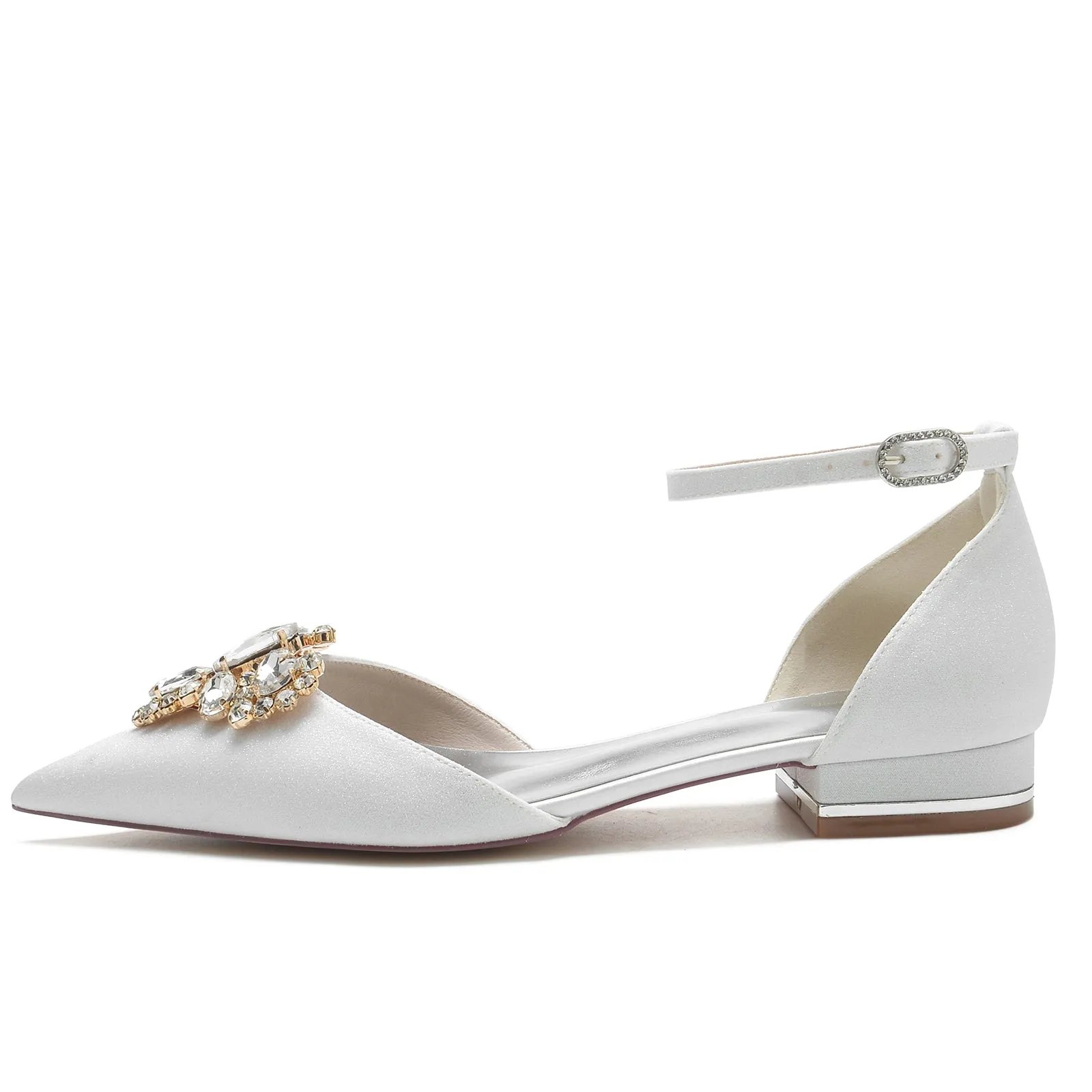 Women's Stretch Glitter With Ankle Strap Rhinestone Closed Toe Flat Heel Party Shoes sold by Lavetir product image thumbnail 2