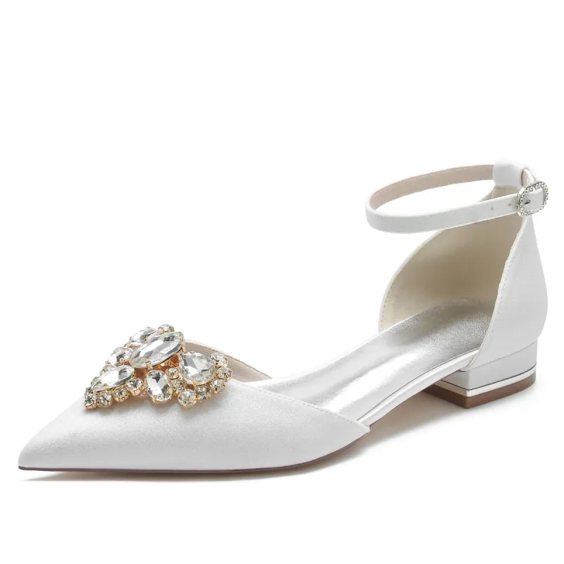 Women's Stretch Glitter With Ankle Strap Rhinestone Closed Toe Flat Heel Party Shoes sold by Lavetir