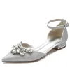 Women's Stretch Glitter With Ankle Strap Rhinestone Closed Toe Flat Heel Evening Shoes sold by Lavetir