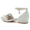 Women's Stretch Glitter With Ankle Strap Bowknot Rhinestone Closed Toe Flat Heel Party Shoes sold by Lavetir