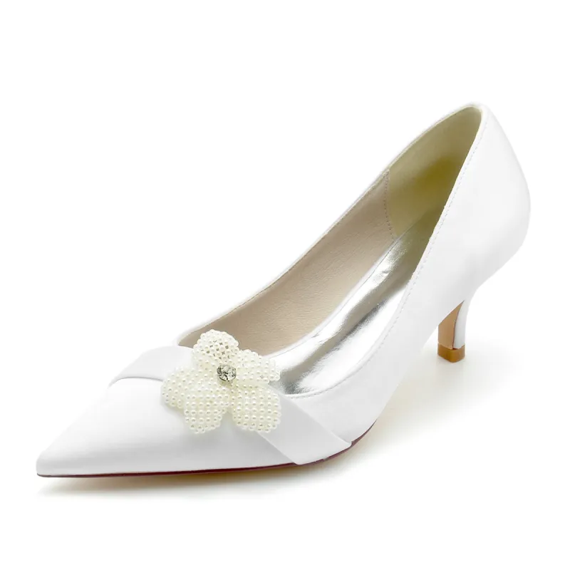 Women's Flower Closed Toe Silk Satin With Stiletto Heel Wedding Shoes sold by Lavetir