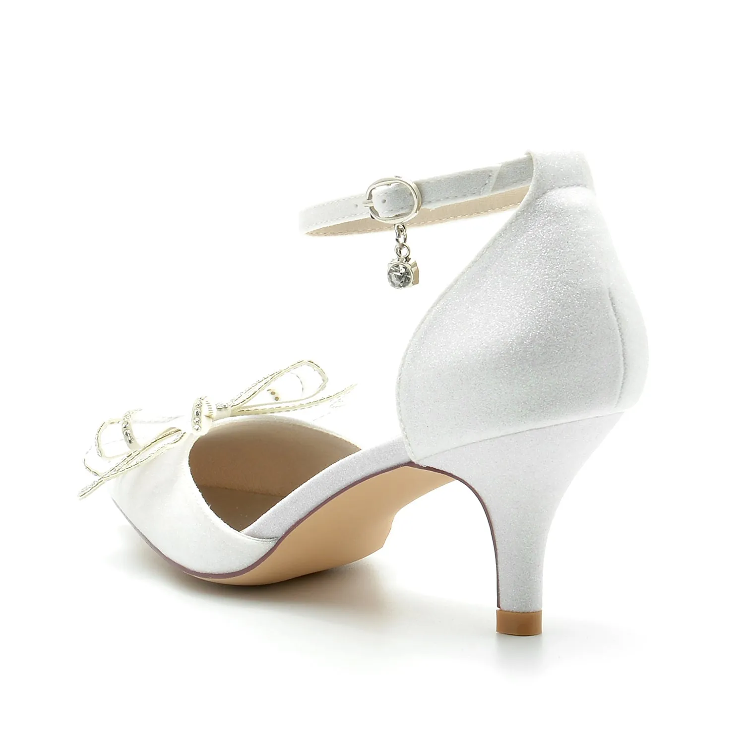 Women's Glitter With Ankle Strap Bowknot Closed Toe Stiletto Heel Evening Shoes sold by Lavetir product image thumbnail 3