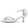 Women's Ankle Strap Silk Satin With Rhinestone Closed Toe Stiletto Heel Evening Shoes sold by Lavetir