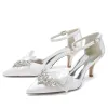 Women's Ankle Strap Silk Satin With Rhinestone Closed Toe Stiletto Heel Evening Shoes sold by Lavetir