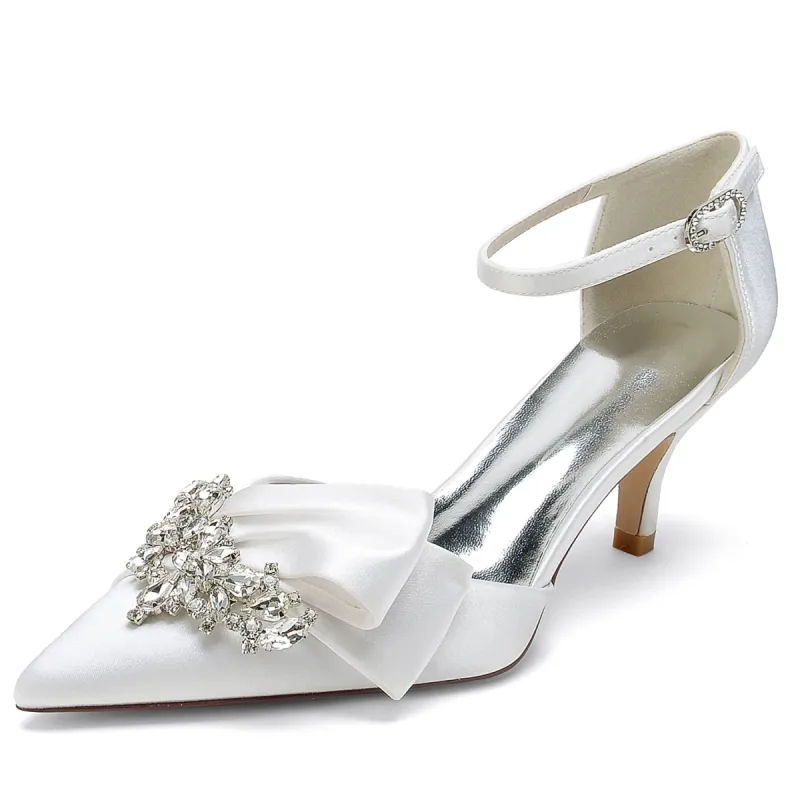 Women's Ankle Strap Silk Satin With Rhinestone Closed Toe Stiletto Heel Evening Shoes sold by Lavetir