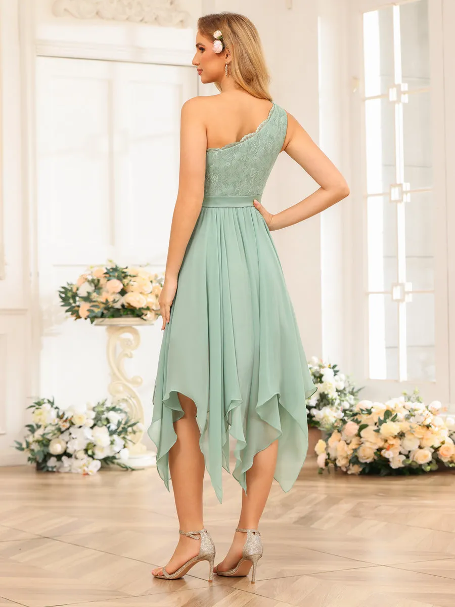A-Line/Princess One-Shoulder Short Wedding Party Dresses with Appliques sold by Lavetir product image thumbnail 2