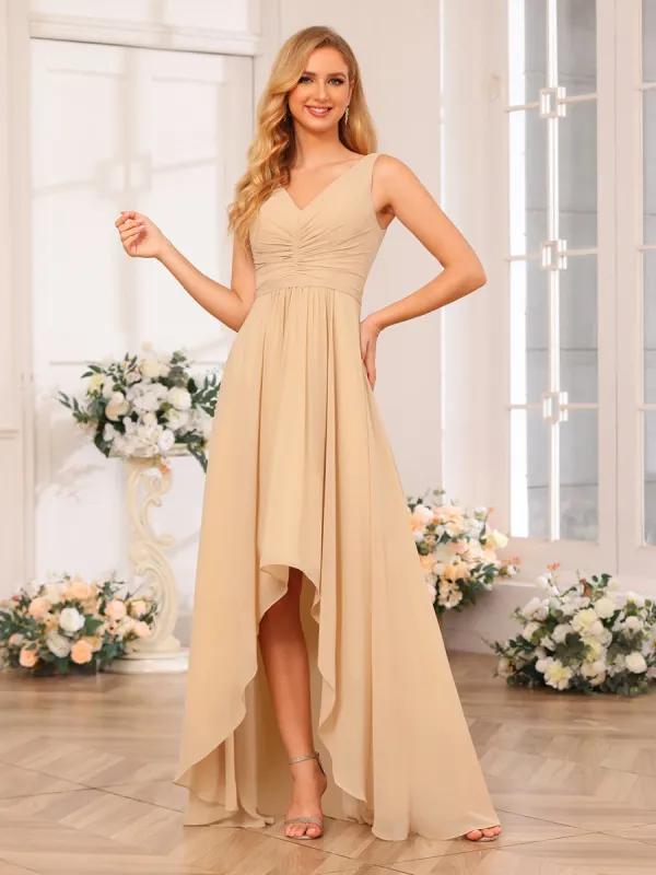 A-Line/Princess V-Neck Long Wedding Party Dresses with Pockets sold by Lavetir