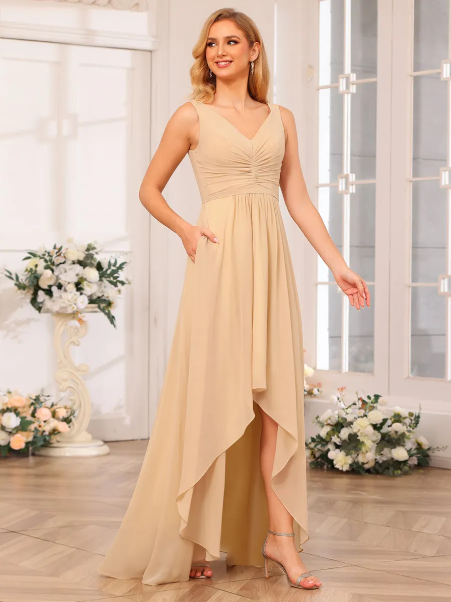 A-Line/Princess V-Neck Long Wedding Party Dresses with Pockets sold by Lavetir product image thumbnail 5